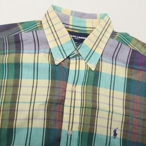 Ralph Lauren Golf Tilden Men's L Plaid Button Down Shirt Short Sleeve Cotton